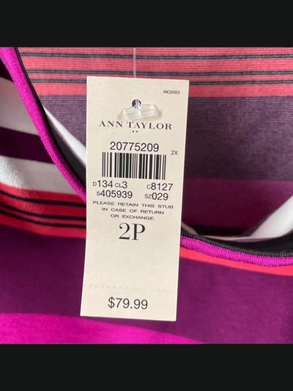 NEW Ann Taylor Skirt Womens 2 petite purple pink stripe pencil preppy classic - Picture 3 of 7